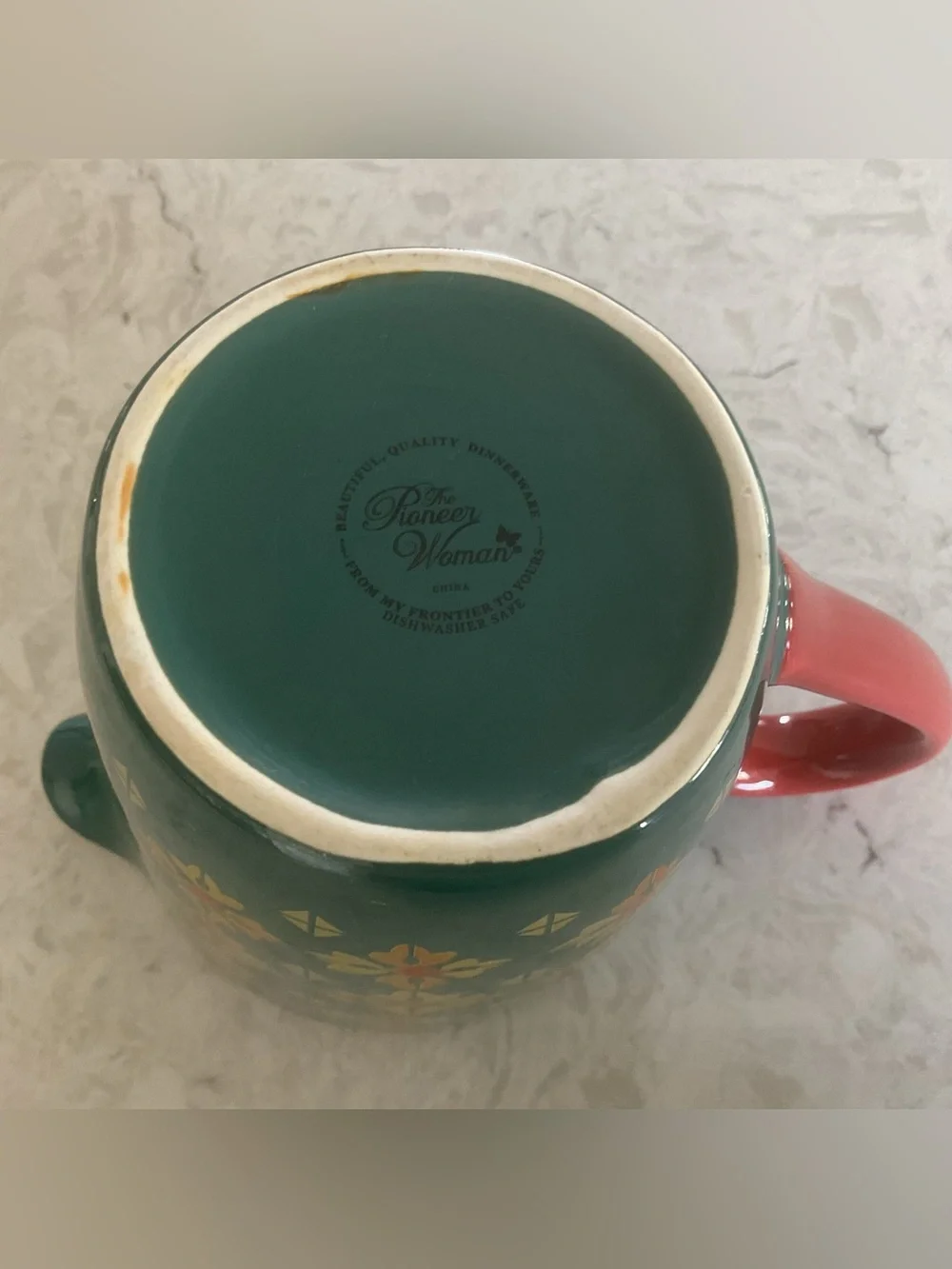 The Pioneer Woman Geometric Teal Floral Stoneware 4 Cup Measuring Pitcher
